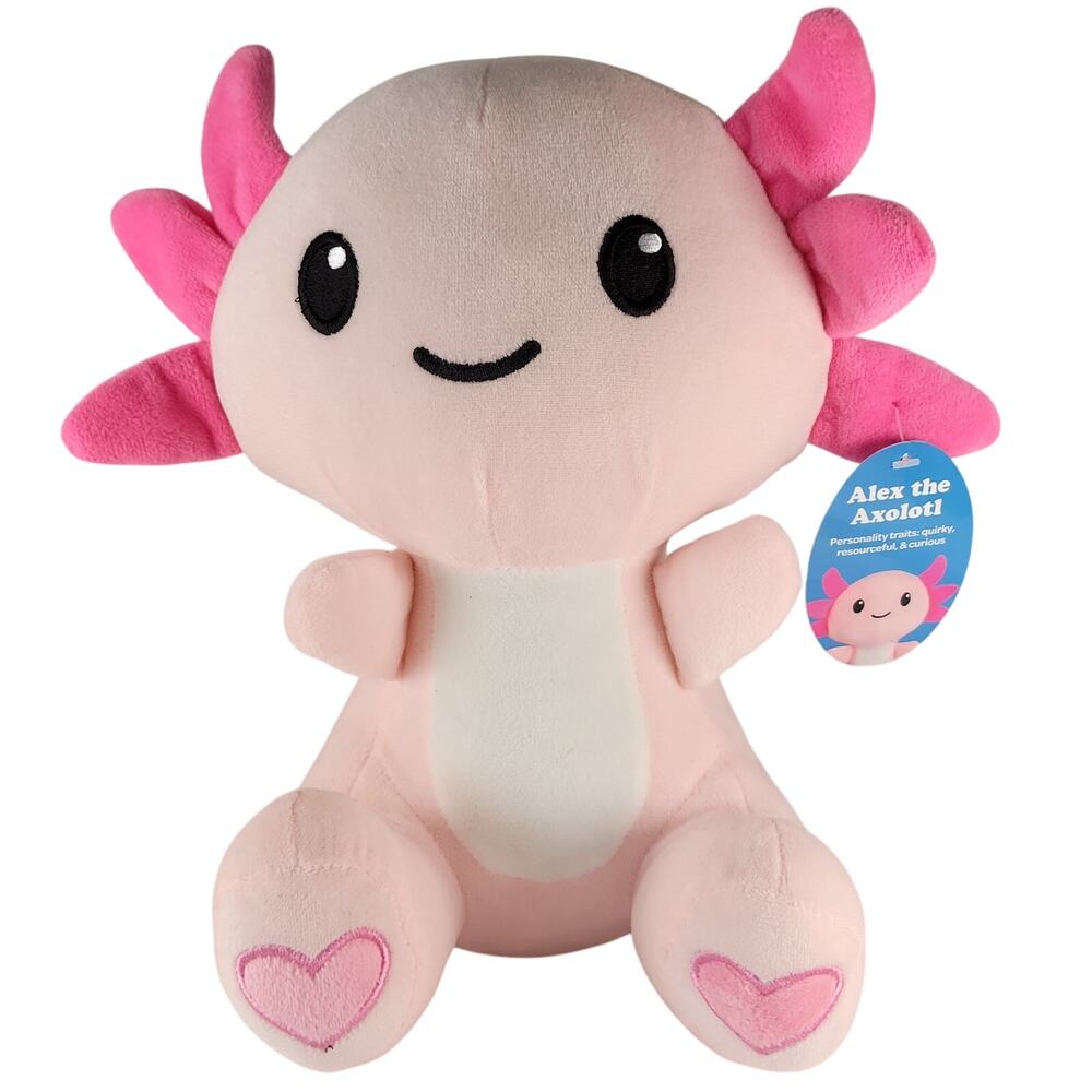 Alex the Axolotl Plush 10" Send A Friend Pink Stuffed Animal Toy Hearts Stuffie